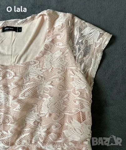 Дантелена рокля в цвят пепел от рози, снимка 2 - Рокли - 54192763