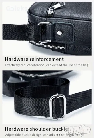 Класическа, Спортна и Елегантна мъжка чантичка /Черна естествена кожа!, снимка 8 - Чанти - 50352790