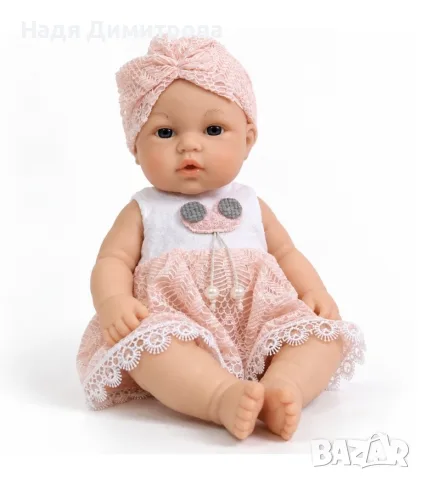 Говореща кукла бебе Baby Babble с реалистичен дизайн, розова дантелена рокличка и шапчица