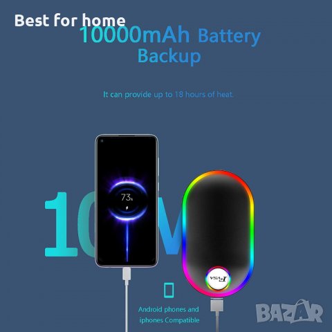 FVSA акумулаторен нагревател за ръце,7 променящи се цвята, 10000mAh, (13-18 часа), преносим USB за м, снимка 3 - Друга електроника - 40010810