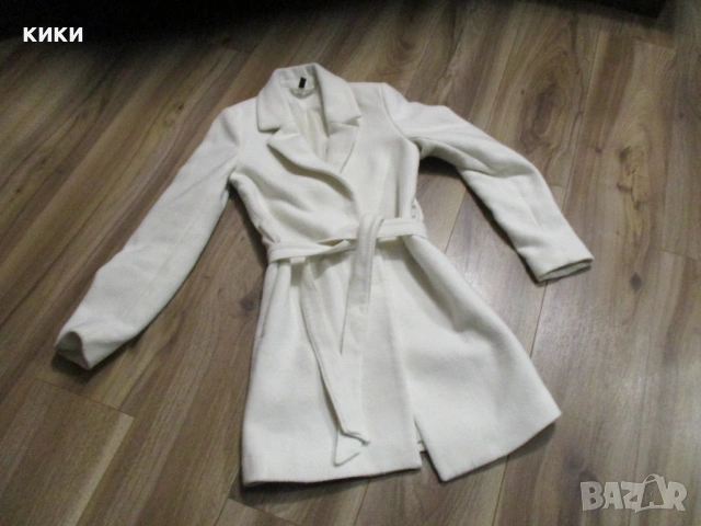 Дамско черно палто ЕКО кожа/косъм/