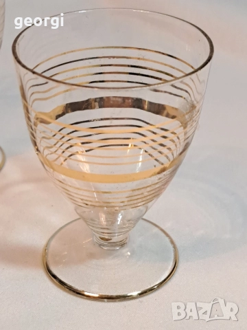две тънкостенни чаши за ракия със златен кант 29/6, снимка 2 - Чаши - 52832812