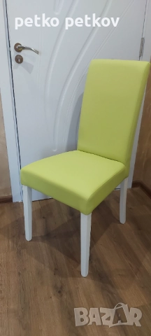 Трапезен стол еко кожа (електриково зелен), снимка 2 - Столове - 52821914