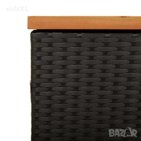 vidaXL Външна кутия за съхранение черна 110x50x54 см PE ратан акация, снимка 9 - Ракли - 56147359