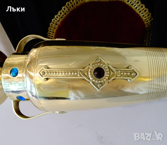 Царски бронзов свещник,ваза,рубин,сапфир,35 см.,780 гр. , снимка 5 - Антикварни и старинни предмети - 51609334