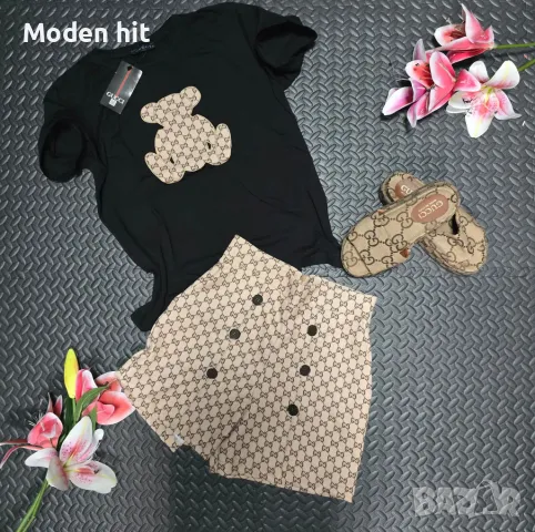 Последна бройка! Gucci дамски летен комплект - тениска и паталонки висок клас реплика, снимка 1