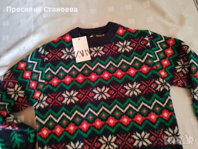 Детски коледен пуловер Zara Fair Isle, размер 10, снимка 5 - Детски пуловери и жилетки - 56229081