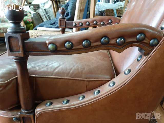Ретро кресло естествена кожа внос от Холандия , снимка 17 - Дивани и мека мебел - 40253214