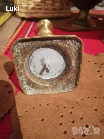 автентичен месингов свещник от 19 век , снимка 5 - Антикварни и старинни предмети - 44517275