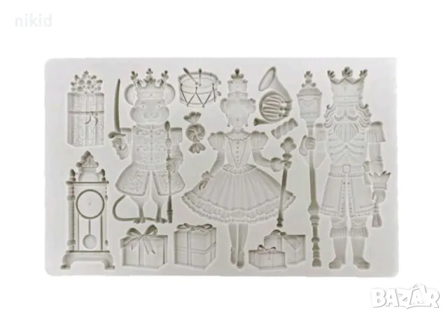 Лешникотрошачката герои голям Коледен часовник подарък силиконов молд форма фондан шоколад музикални, снимка 2 - Форми - 48251234