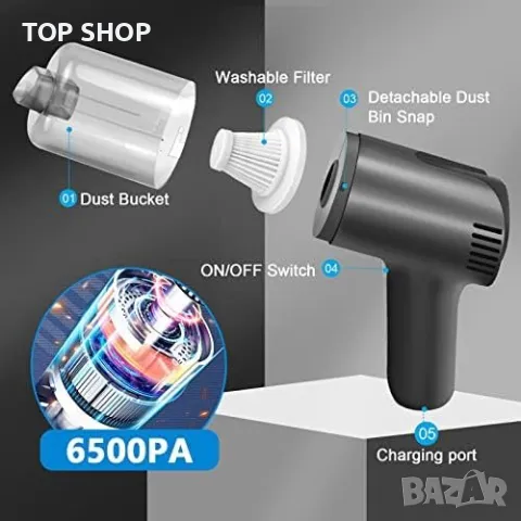 Нова мини ръчна прахосмукачка 120W за автомобил техника косми., снимка 4 - Други стоки за дома - 49309160