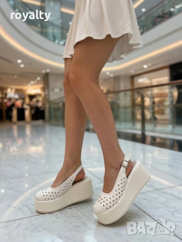 Сандали на платформа - бяла кожа, снимка 2 - Сандали - 54121044