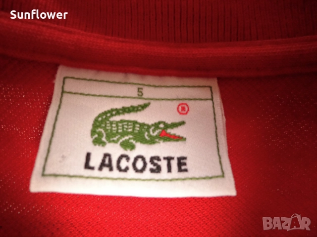 Оригинална червена памучна поло тениска Lacoste размер 5 - L  , снимка 2 - Тениски - 51870355