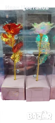 Светеща роза в луксозна прозрачна опаковка