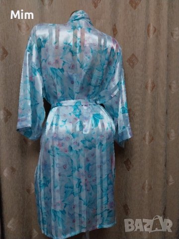 XL К-т Сатенен халат и нощница в синьо , снимка 6 - Нощници - 42393997