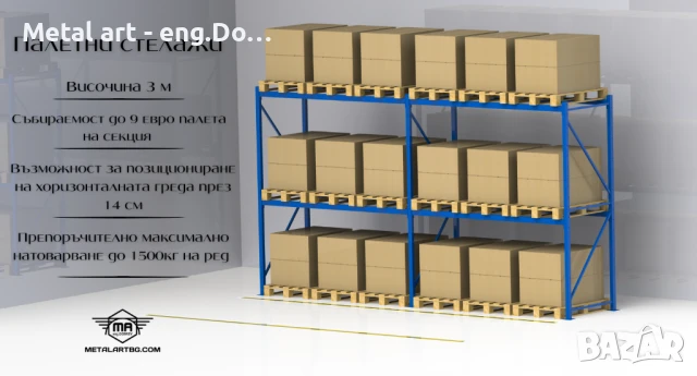 Палетни стелажи на ТОП цена, започваща от 270лв/л.м, снимка 2 - Стелажи и щандове - 51350524