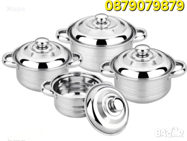 Комплект 4 тенджери с метален капак stainless steel, снимка 3 - Съдове за готвене - 52443124