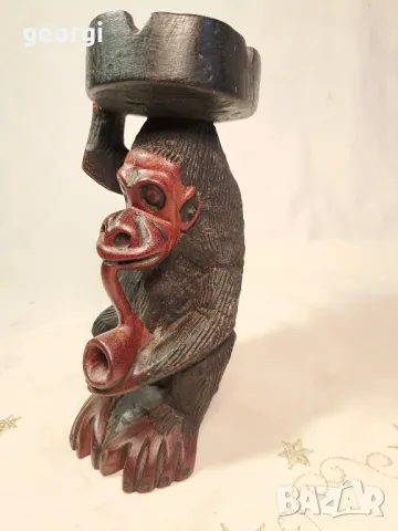 африканска статуетка пепелник дърворезба   7/2, снимка 3 - Други стоки за дома - 49775390