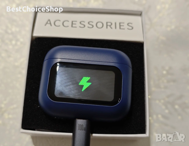 Bluetooth слушалки Мини 7ч време на работа HiFi звук ENC шумопотискане – тъмносин, снимка 5 - Слушалки и портативни колонки - 53091605