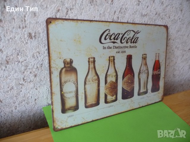 Метална табела Кока Кола Coca Cola бутилки 1899-1957 история, снимка 2 - Други - 36438125