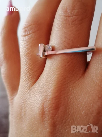Елегантен сребърен пръстен модел R100, снимка 3 - Пръстени - 51365620