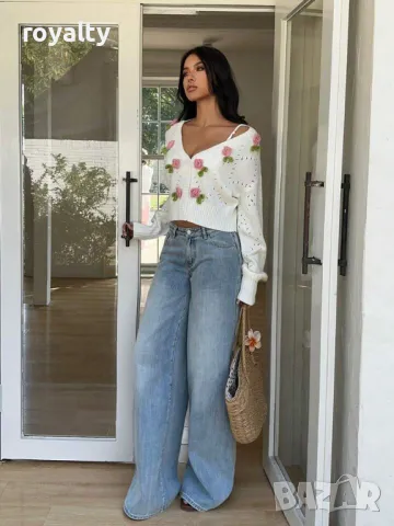 Ежедневна бродирана жилетка с флорален декор 🍋🍋‍🟩, снимка 3 - Жилетки - 49206134