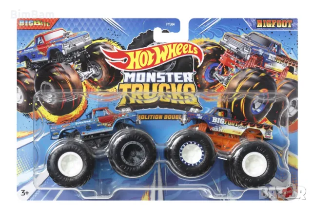 Комплект Hot Wheels Monster Trucks - Bigbite и Bigfoot / 2 колички