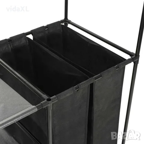 vidaXL Стойка за дрехи, метал и нетъкан текстил, 87x44x158 см, черна, снимка 2 - Закачалки - 56146464