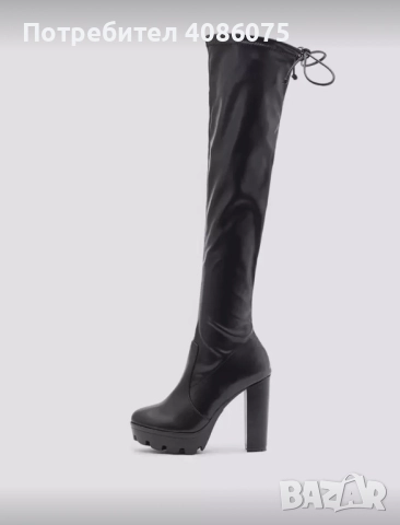 Черни дамски ботуши над коляното – елегантен модел с висок ток
