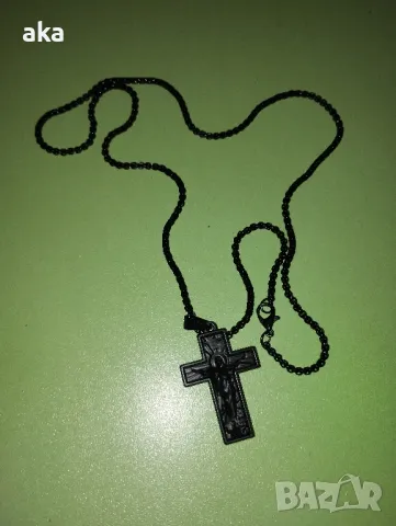 красиво колие 60 см. ланец с кръст черен, снимка 4 - Колиета, медальони, синджири - 48325289
