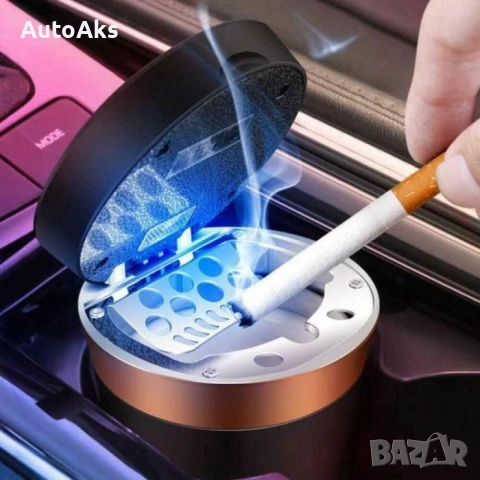 Пепелник за автомобил с диод, USB зареждане и вградена запалка, снимка 3 - Аксесоари и консумативи - 53875661