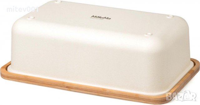 Minuma® Кутия за хляб от бамбукови влакна с капак - бамбукова дъска за рязане 42 x 23 x 12 см, снимка 5 - Кутии за храна - 38869931