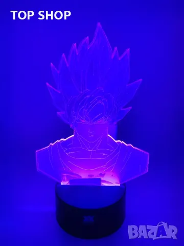 Dragon Ball Super Saiyan God Goku Екшън фигурки 3D настолна лампа 7 променящи цвета нощна лампа, снимка 8 - Настолни лампи - 48836464