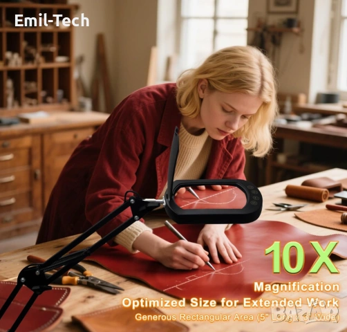 LED лампа с лупа 10X – нова, за маникюр, козметика и прецизна работа, снимка 8 - Лед осветление - 53966285