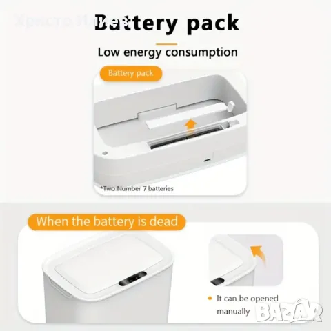 Smart Сензорен кош за боклук 14 л Бял, снимка 4 - Други стоки за дома - 50440628