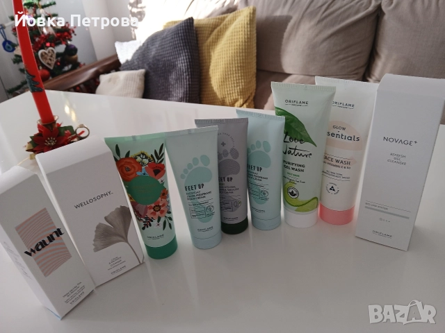 Почистващи продукти за лице на Орифлейм ,крем за ръце , крем за крака против изпотяване.