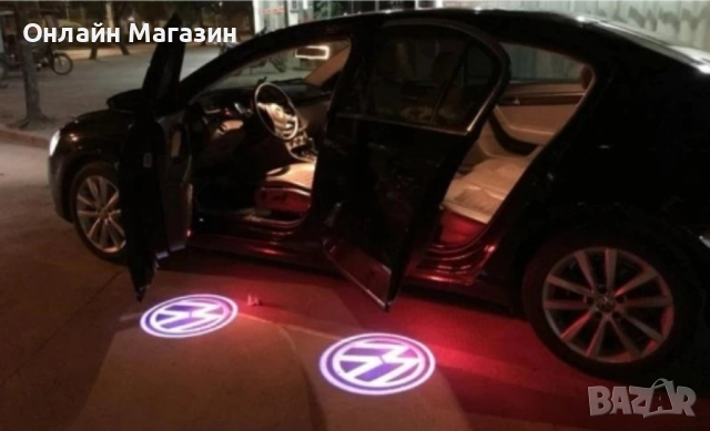 Нови LED лого проектор за врати, 2 бр. M e r c e d e s/ B M W/ V o l k s w a g e n . Работи на батер