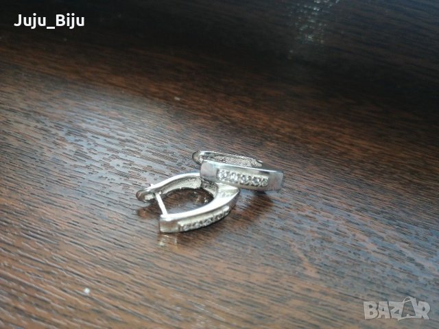 Сребърни обеци с камъни цирконий, снимка 1 - Обеци - 29955916