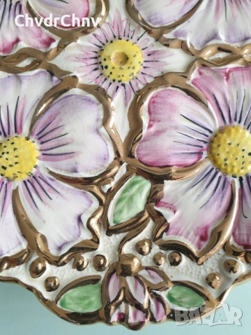 Kensington 22см/Кенсингтън стара английска порцеланова чиния/релефна-флорална, снимка 2 - Картини - 53950455