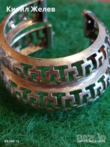 Сребърни обеци с дизайн Гръцки ключ символизира безкрайност и вечния поток на живота 51937, снимка 3 - Части - 53043750