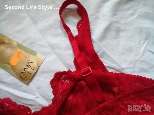 75B нов червен дантелен сутиен , снимка 7 - Бельо - 52921968