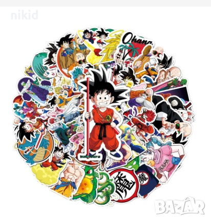 50 бр Dragon Ball драгон бол DragonBall самозалепващи лепенки стикери за украса декор картонена торт