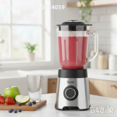 Блендер Oliver Voltz OV51162E 800W – Силна мощност, стъклена кана и надеждност за всеки ден, снимка 4 - Блендери - 53124830