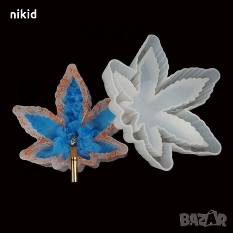 грамадно есенно  Maple Мейпъл канабис листо силиконов молд форма калъп пепелник гипс смола и др, снимка 4 - Форми - 34178236