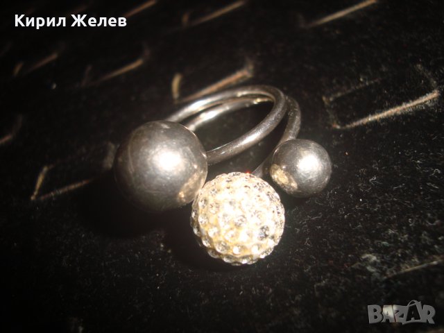 СТАР СРЕБЪРЕН ВИНТИДЖ ТОПЧЕСТ АРТ ДИЗАЙНЕРСКИ ПРЪСТЕН с БЯЛ ЕМАЙЛ и КРИСТАЛЧЕТА 19446, снимка 16 - Пръстени - 31595555