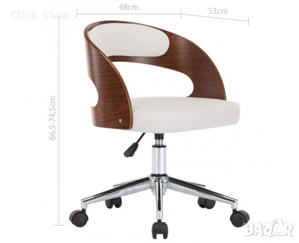Въртящ офис стол, бял, извито дърво и изкуствена кожа, снимка 9 - Столове за офис - 40384278