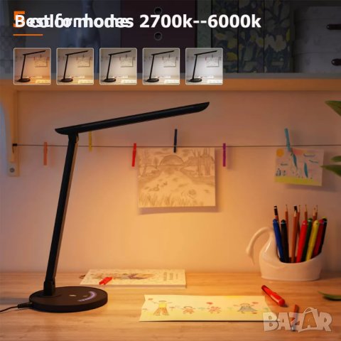 Настолна ЛЕД лампа с различни режими TaoTronics и грижа за очите, снимка 9 - Настолни лампи - 44292386