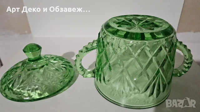 Винтидж стиклена захарничка, снимка 5 - Аксесоари за кухня - 56532649