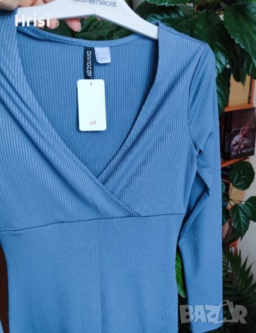 Нова сиво-синя рокля с цепка, снимка 3 - Рокли - 44201768