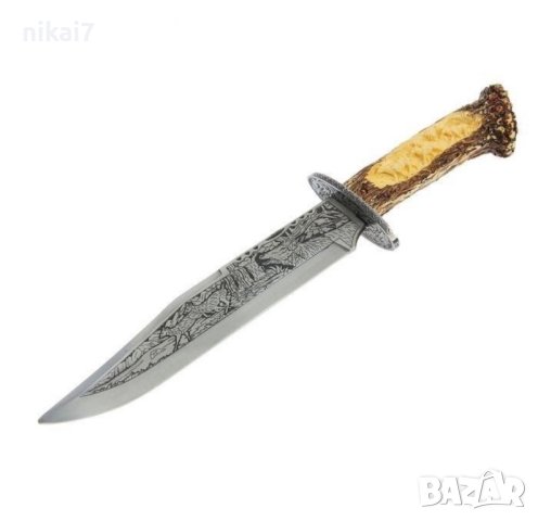 ловен нож колекционерски нож сувенир подарьк трофейна поставка 38,5CM, снимка 2 - Ножове - 42064693